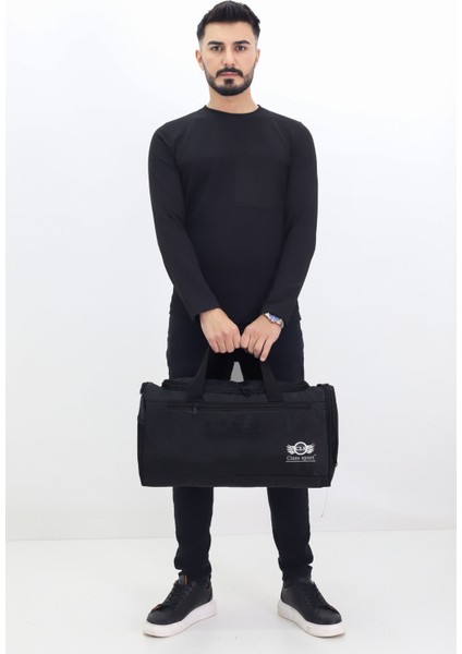 Siyah Spor ve Seyahat Çantası – Ayakkabı Bölmeli, Su Geçirmez, Omuz Askılı Antrenman Çantası