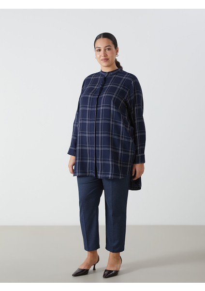 Yeni Sezon Hakim Yaka Ekose Kadın Gömlek Tunik fiyatları