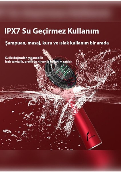 Şarjlı ve Titreşimli Saç Masaj Tarağı Bakım Yağı Hazneli Fırça