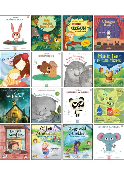 / Mutluluk + Tavşan Sakin + Bugün Üzgün Hissediyorum + Ayıcık Kızgın Değil + Uçup Giden Battaniye + Kimse Bakmazken Duygular Ne Yapar? + Duygular En Çok Neyi Sever? + Üç Küçük Kuş / 16’lı