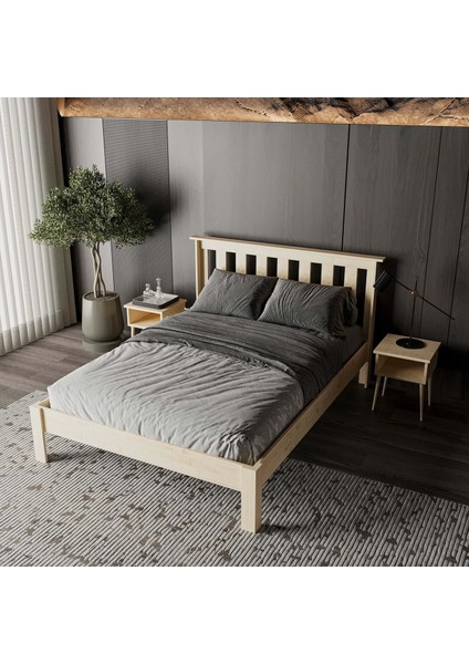 Shark New Ahşap Doğal Karyola | Kolay Kurulum