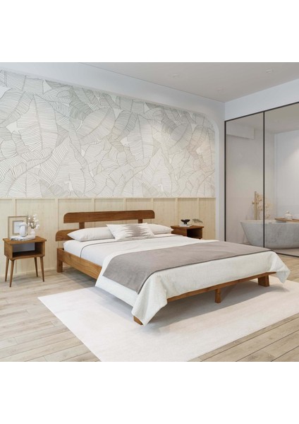 Lotus New Model Ceviz Renk Ahşap Karyola ve Iki Komodin Set fiyatları