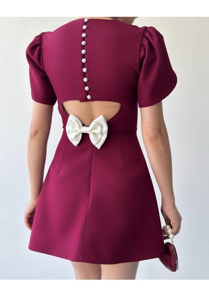 Alka Incili Fiyonk Detay Elbise