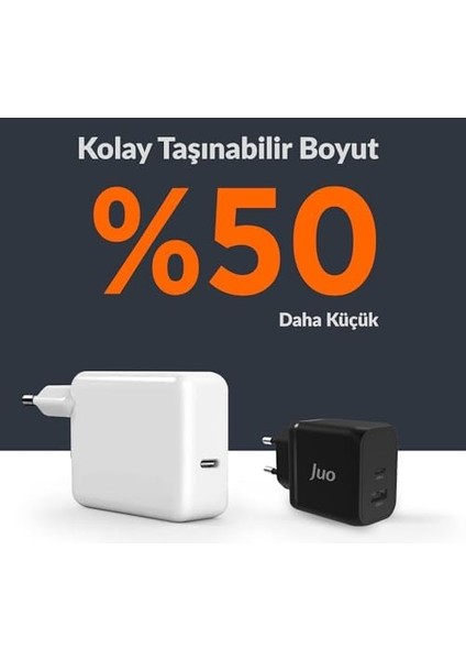 Juo 45W Gan Usb-C + Usb-A Şarj Aleti & iPad & & Uyumlu Pd Type-C Hızlı Şarj Cihazı Siyah fiyatları