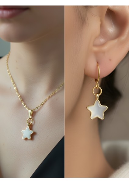 Sedef Yıldız Detay Kadın Kolye Küpe Set