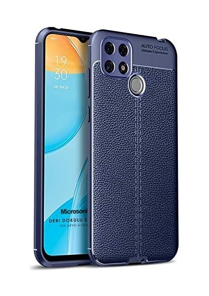 Oppo A15S Için Kılıf Deri Dokulu Silikon Lacivert [A15S ile Uyumlu Kılıf - Lacivert] fiyatları