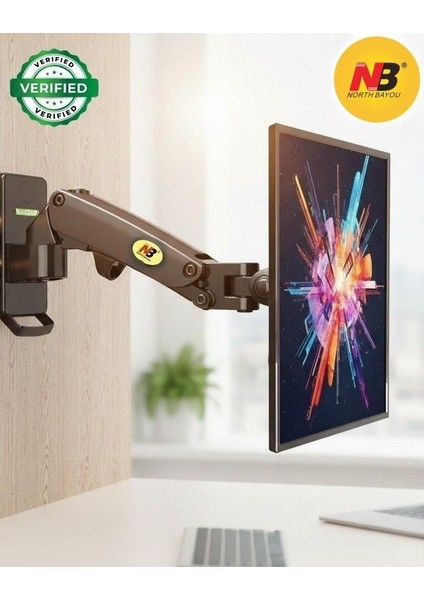 Nb F120 Amortisörlü Hareketli 17–27 Inç Monitör Duvar Askı Aparatı Ayarlanabilir Vesa Uyumlu