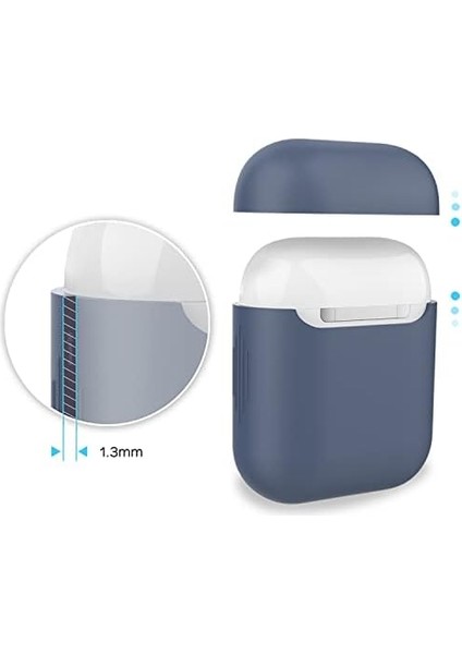 Airpods 1 ve 2 Nesil Uyumlu Silikon Koruyucu Kılıf – Darbe Emici, Toz Geçirmez, Şarj Desteği, Yumuşak Mat Tasarım – Airpods Kutu Koruyucu Kapak Lacivert Mavi fiyatları
