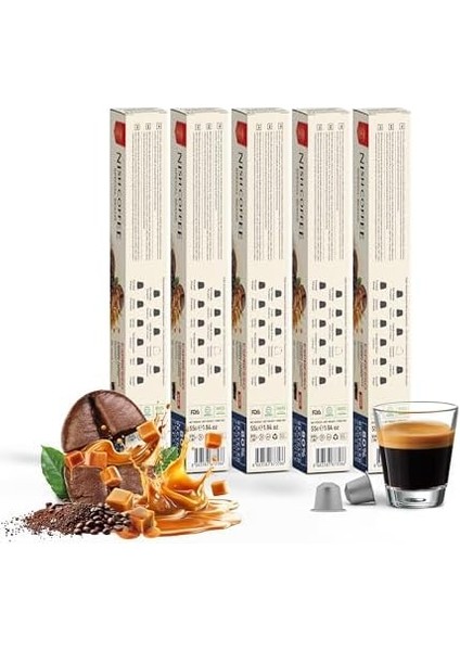 Nish Kahve Karamel Aromalı Kapsül Kahve 5&apos;li Set 50 Adet