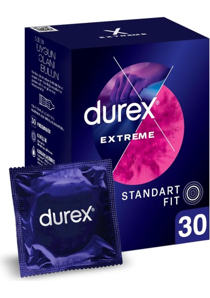 Durex Extreme 30&apos;li Geciktiricili ve Tırtıklı Prezervatif fiyatları