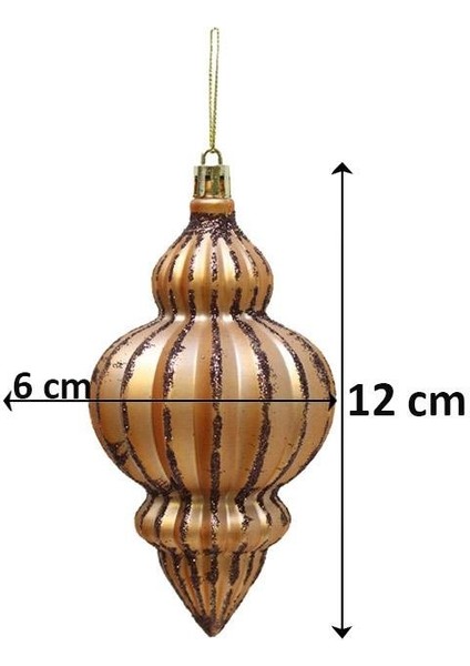 Yılbaşı Ağaç Süsü Simli Parlak Mat Karışık Sarkıt Süs Bakır 12 cm 4'lü fiyatları