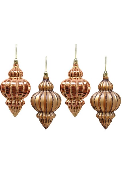 Yılbaşı Ağaç Süsü Simli Parlak Mat Karışık Sarkıt Süs Bakır 12 cm 4'lü fırsatları