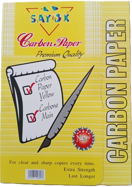 sayox karbon kağıdı a4 boyutunda 5 yaprak sarı