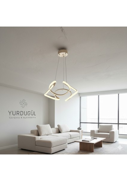 Drone Model Gold Kasa – 3 Renk Ayarlanabilir LED Işık Modern Avize