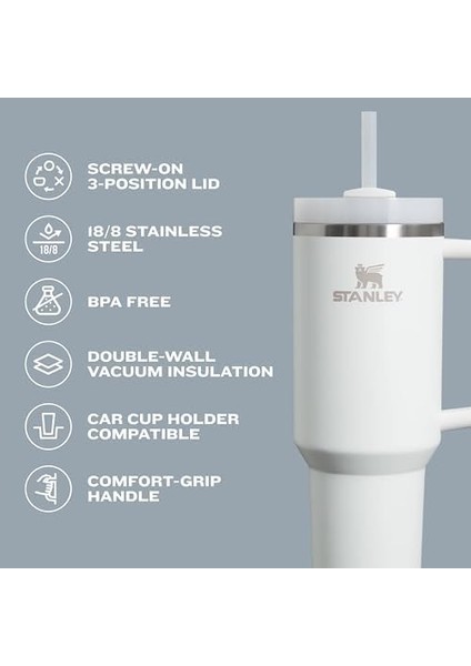Stanley Quencher H2.0 Flowstate Paslanmaz Çelik Vakum Yalıtımlı Bardak Kapaklı ve Pipetli Su, Buzlu Çay Veya Kahve, Smoothie ve Daha Fazlası Için, Siyah 2.0, 396 G fiyatları