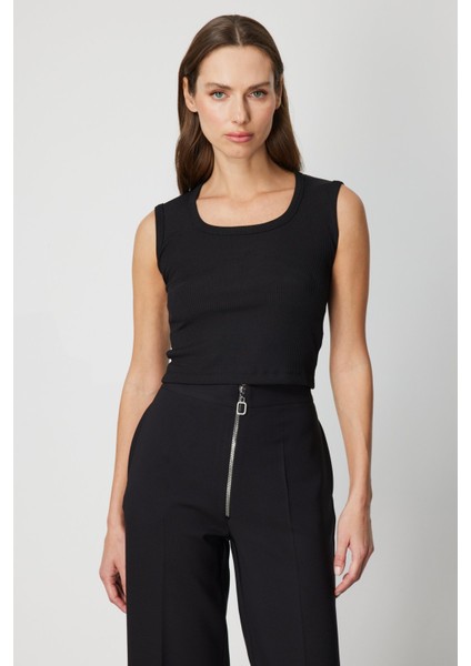 Fitilli Kolsuz Crop Bluz 61396