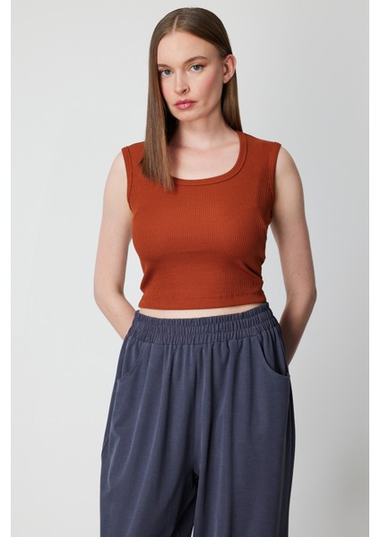 Fitilli Kolsuz Crop Bluz 61396