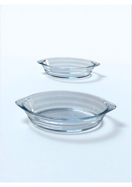 Borcam Küçük Oval Servis Kase Bor Cam Kayık Kek Yemek Sunum Fırın Kasesi Kalıbı 530CC 2 Adet fiyatları