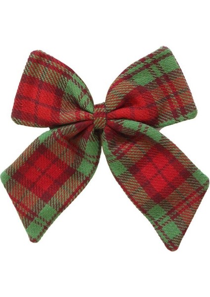 Yılbaşı Fiyonk Kırmızı Yeşil Ekose Desenli Dekoratif Kapı & Ağaç Süsü 21 cm modelleri