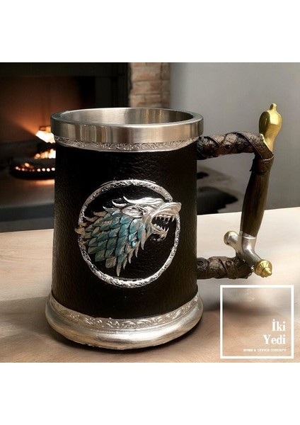 Wc-Stark Kurt Figürlü Metal Kupa Bardak – Paslanmaz Çelik Gotik Tasarım, Lüks Hediyelik Obje