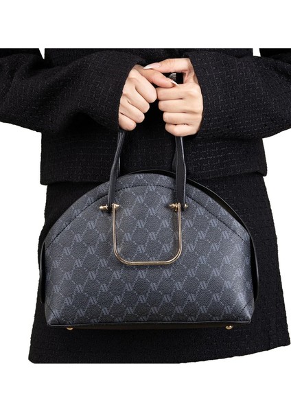 365 Kadın Omuz Çantası Siyah Baskılı