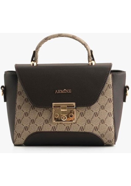 378 Kadın Omuz Çantası Vizon Baskılı