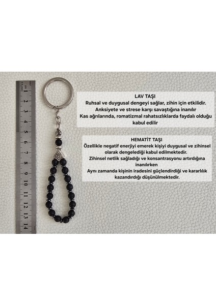 - Lav Taşı ve Hematit - Doğaltaş Tesbih Anahtarlık modelleri
