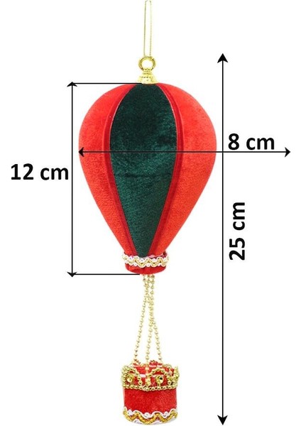 Balon Figürlü Yılbaşı Ağaç Süsü Kadife Yeni Yıl Dekorasyonu Yeşil Kırmızı 25 cm modelleri