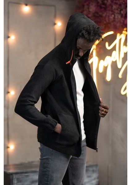 Slimfit Kapşonlu Yan Cepli Fermuarlı Spor Polar Hırka fırsatları