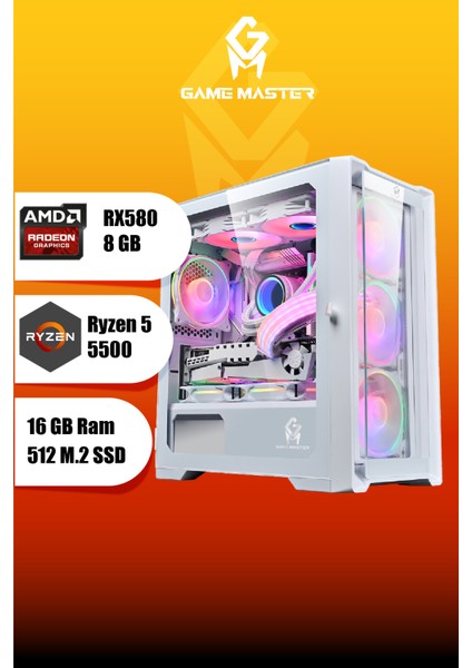 Full Sistem Set Hydra RX580 Ryzen 5 5500 Cpu 16GB Ram 512GB Nvme M.2 RX580 8gb 27" 165hz Monitör Beyaz Gaming Pc fiyatları