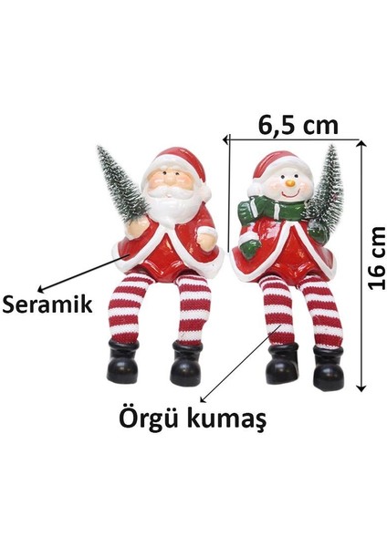 Yılbaşı Hediyelik Seramik Dekor Süsü Noel Baba & Kardan Adam Biblo Seti 16 cm fiyatları