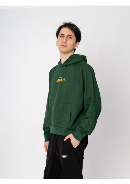 Unisex Oversize Kapüşonlu Yeşil Baskılı Empati Sweatshirt fiyatları