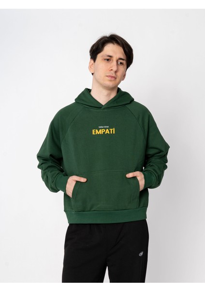 Unisex Oversize Kapüşonlu Yeşil Baskılı Empati Sweatshirt indirimleri