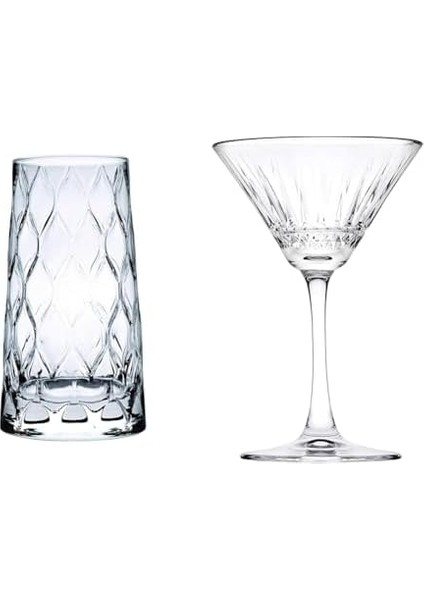 Leafy Meşrubat Bardağı, 4&apos;lü 450 cc ve Kokteyl Kadehi, 4&apos;lü, 220 cc