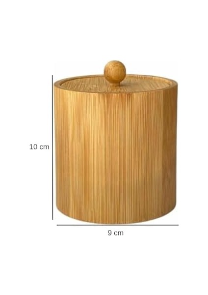 Doğal Bambu Ahşap Baharatlık – Kapaklı Silindir Saklama Kabı | 9X10 cm El Yapımı Mutfak Düzeni