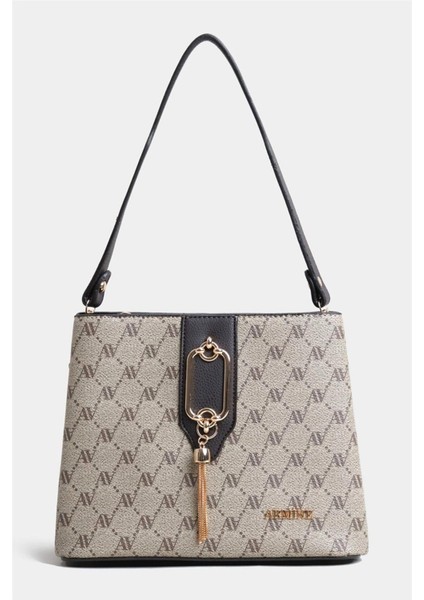 361 Kadın Omuz Çantası Vizon Baskılı