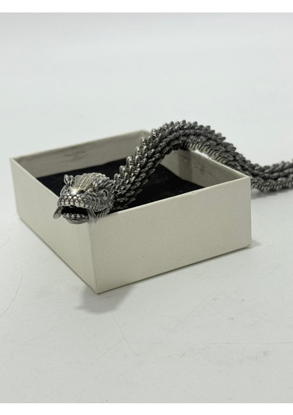Viking Yılan Başlı 925 Ayar Gümüş Bileklik 25,5cm 83 Gram Sertifikalı modelleri