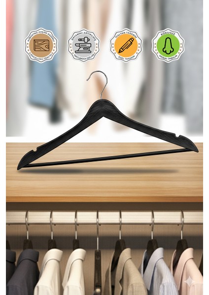 24 Adet Ahşap Görünümlü Plastik A Kalite Elbise Askı fiyatları