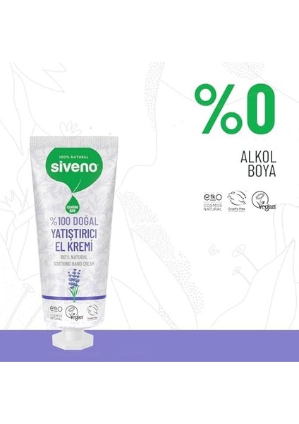 SIVENO%100 Doğal El ve Vücut Kremi Lavanta Cilt Yatıştırıcı Onarıcı Yoğun Nemlendirici Vegan 30 ml