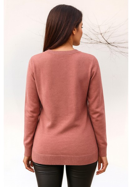 Kadın Bisiklet Yaka Uzun Kol Rahat Kalıp Büyük Beden Curve Kalpli Spor Şık Kazak fiyatları