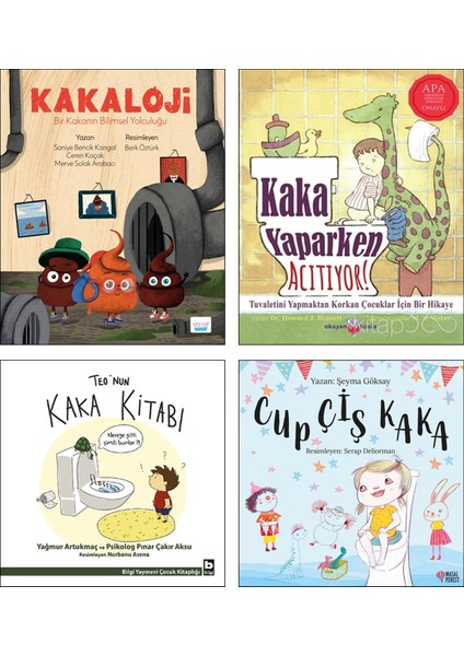 / Kakaloji + Kaka Yaparken Acıtıyor + Teo'nun Kaka Kitabı + Cup Çiş Kaka / Tuvalet Eğitimi Temalı 4 Kitap Set