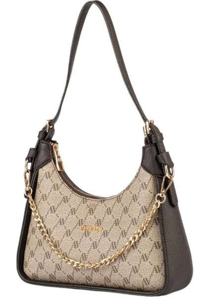 386KADIN Omuz Çantası Vizon Baskılı