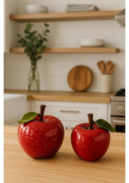 Dekoratif Polyester Elma Yapay Meyve Obje Seti