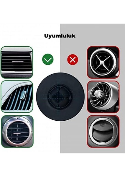 Air Vent Manyetik Araç Içi Telefon Tutucu + 2 Adet Manyetik Plaka (Tüm Cihazlarla Uyumlu Araç Tutacağı) Kuel A200 - S11583 modelleri