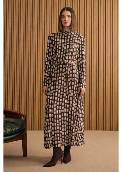 Desenli Viscon Elbise