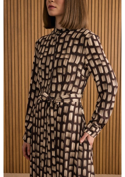 Desenli Viscon Elbise