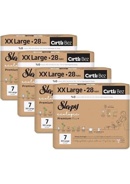 Sleepy Ecologic Premium Plus Efsane Paket Bebek Bezi 7 Numara Xxlarge 112 Adet fiyatları