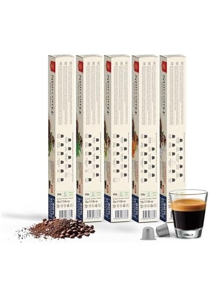 Nish Kahve Aromalı Kapsül Kahve 5&apos;li Set Kakule Nane Zencefil Bal Kabağı Hindistan Cevizi 50 Adet