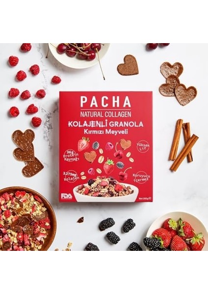 Pachanola | Doğal Kolajen ve Proteinli Granola | Kırmızı Meyveli fiyatları