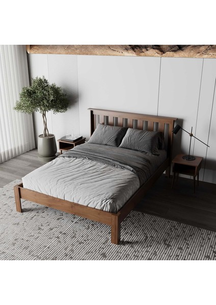 Shark New Ahşap Ceviz Karyola | Kolay Kurulum modelleri